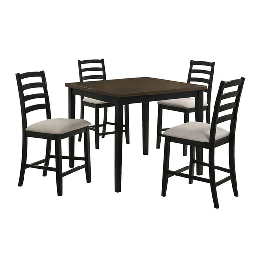 Picket House Furnishings -  Lorraine 5pc Counter Table & 4 Counter Chairs with Beige Fabric in Oak & Black - D-14460-8-5CS view 1