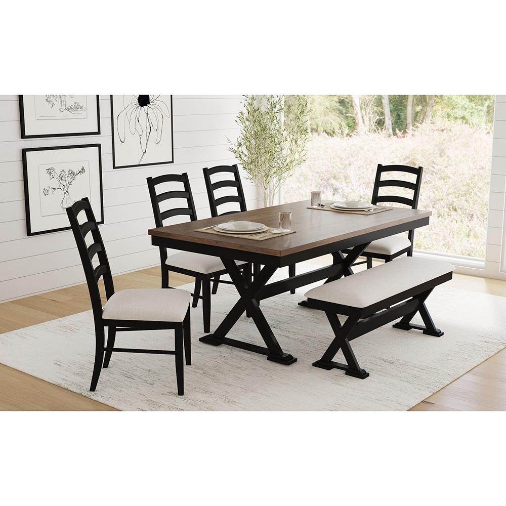 Picket House Furnishings - Lorraine 6PC Dining Set with Table, 4 Chairs, and Bench in Oak and Black - D-14460-8-6DS veiw 1