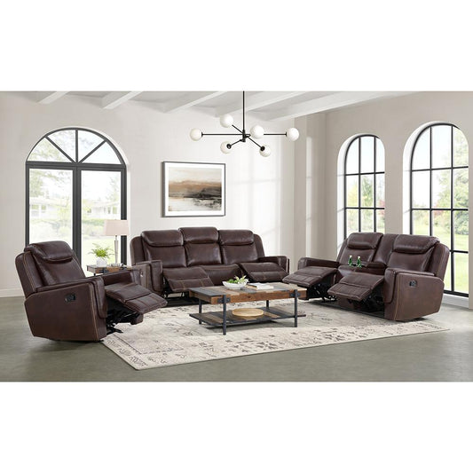 Picket House Furnishings - Lynx 3PC Living Room Set in Neono Brown-Sofa, Loveseat & Recliner - U-11580-10740-3PC veiw 2
