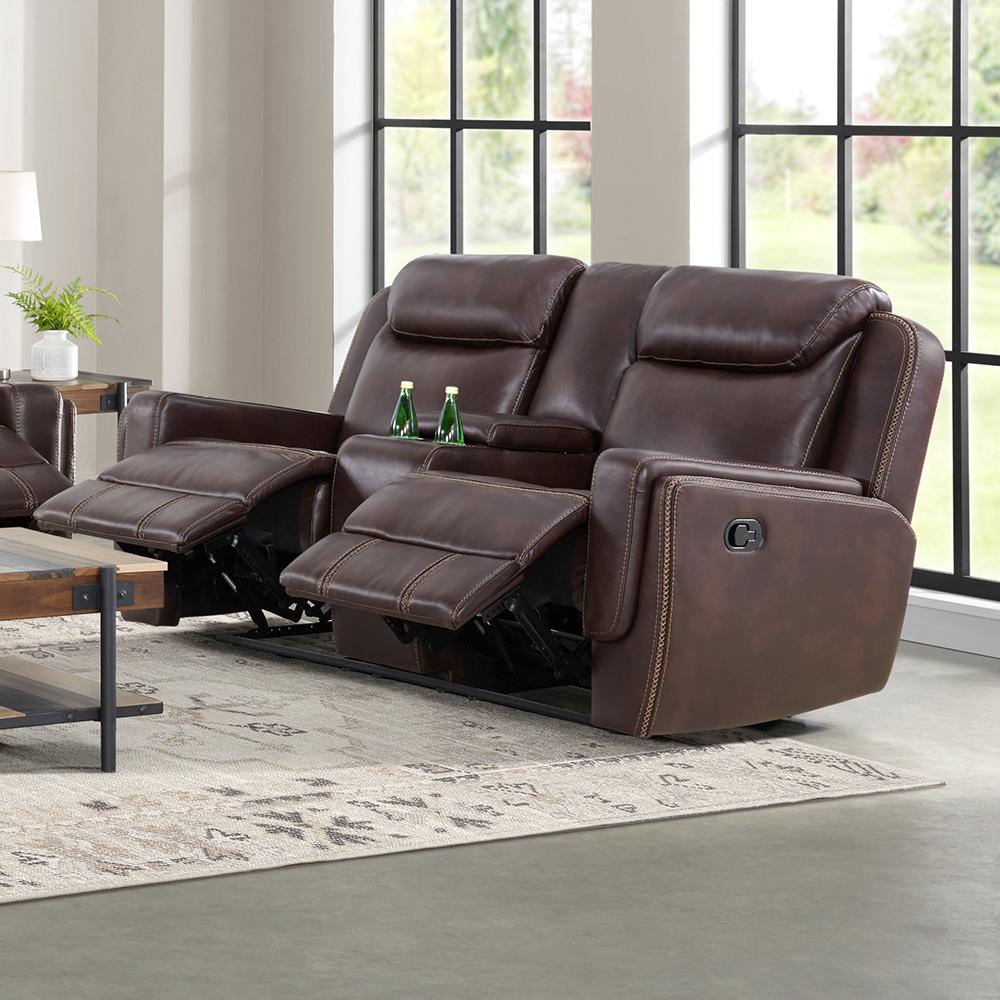 Picket House Furnishings - Lynx Motion Loveseat with Console in Neono Brown - U-11580-10740-285 veiw 1