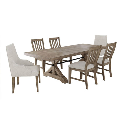 Picket House Furnishings - Marietta 7PC Standard Height Dining Set in Medium Brown-Table, Four Chairs and Two Host Chairs - D-12830-3-DTAC-7PC veiw 1