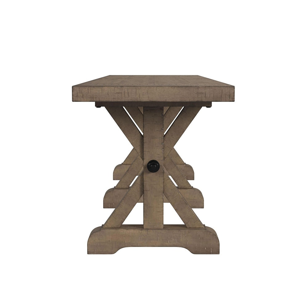 Picket House Furnishings - Marietta Dining Bench with Metal Bar cross in Medium Brown - D-12830-3-BN veiw 2