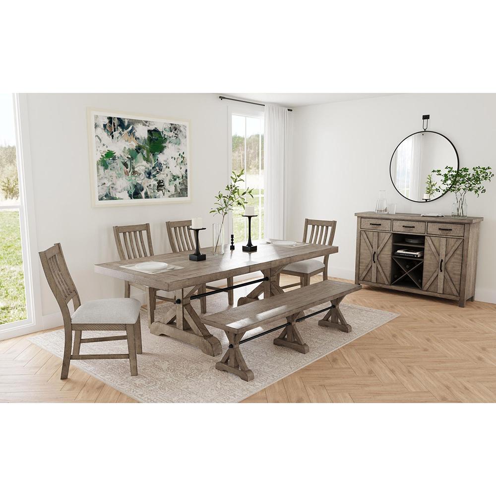 Picket House Furnishings - Marietta Dining Bench with Metal Bar cross in Medium Brown - D-12830-3-BN veiw 6