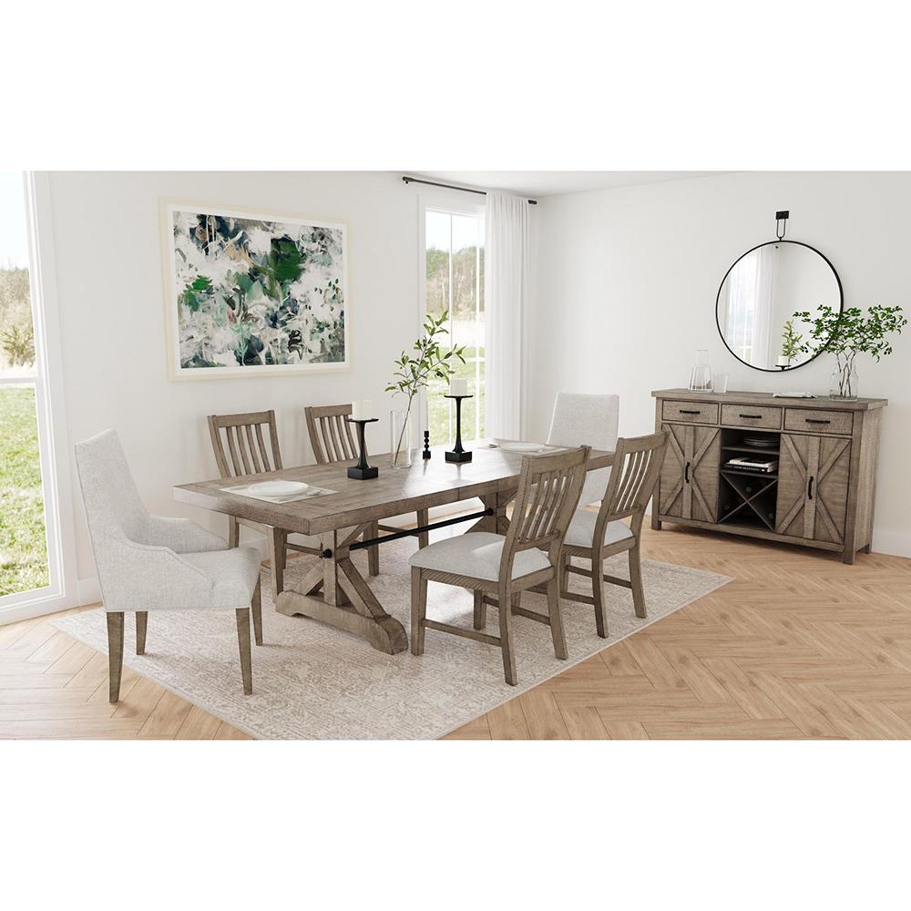 Picket House Furnishings - Marietta Dining Host Chair with Grey Fabric in Medium Brown (2 Per Carton) - D-12830-3-AC veiw 2