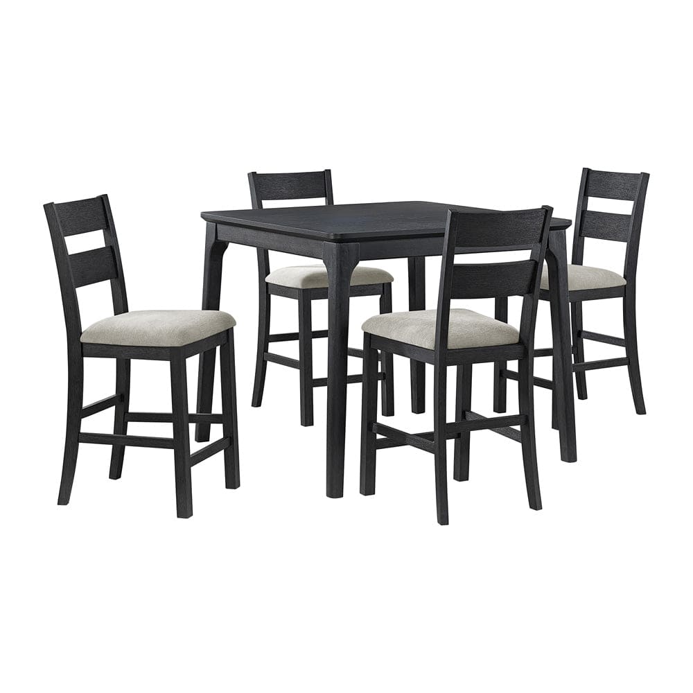 Picket House Furnishings -  Mendoza 5PC Counter Set with Table and 4 Chairs in Black - D-12990-8-5CS view 1