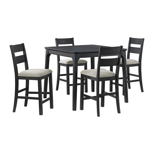 Picket House Furnishings -  Mendoza 5PC Counter Set with Table and 4 Chairs in Black - D-12990-8-5CS view 1