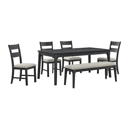 Picket House Furnishings - Mendoza 6PC Dining Set with Table, 4 Chairs, and Bench in Black - D-12990-8-6DS veiw 1