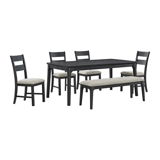 Picket House Furnishings - Mendoza 6PC Dining Set with Table, 4 Chairs, and Bench in Black - D-12990-8-6DS veiw 1