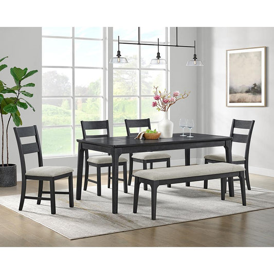 Picket House Furnishings - Mendoza 6PC Dining Set with Table, 4 Chairs, and Bench in Black - D-12990-8-6DS veiw 2