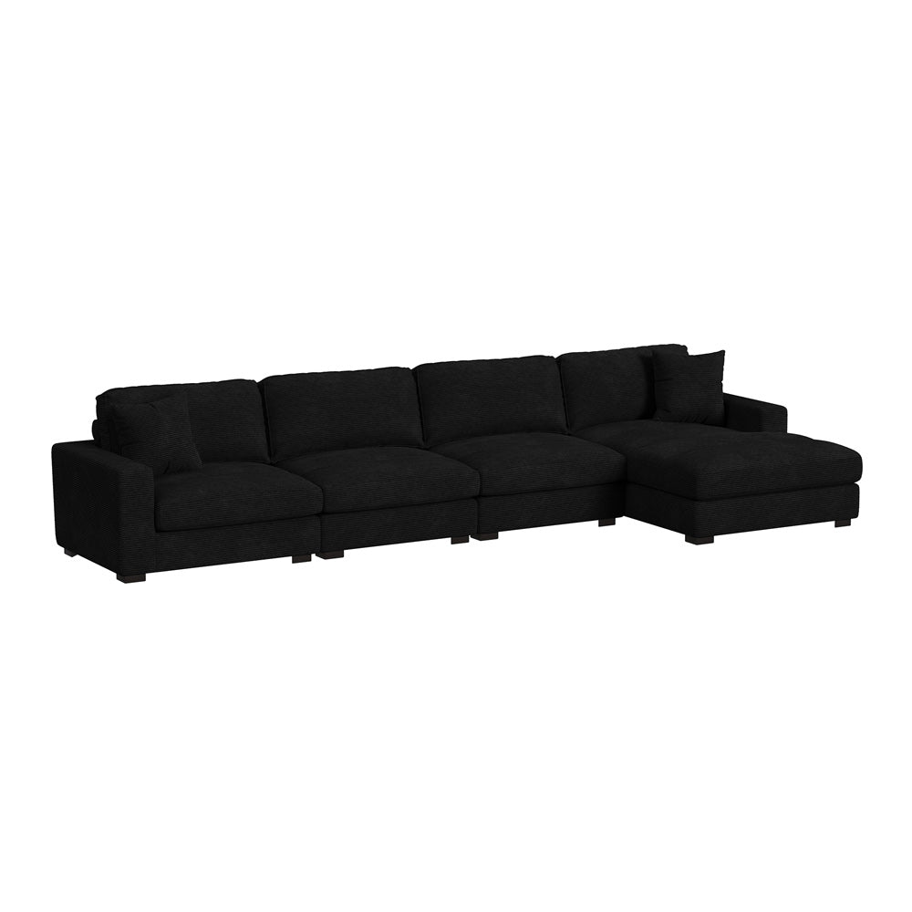 Picket House Furnishings - Mesa 4PC Sectional Set with RHF Chaise in Steno Black - U-8540-9446-RCSE-4PC view 1