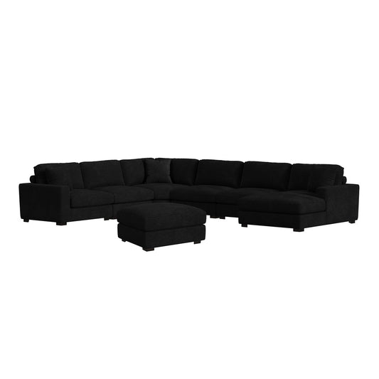 Picket House Furnishings - Mesa 7PC Sectional Set with RHF Chaise in Steno Black - U-8540-9446-RCSE-7PC view 1