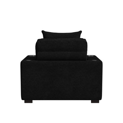 Picket House Furnishings - Mesa Chaise with 1 Pillow 20", 2 Cupholders and 2 USB in Steno Black - U-8540-9446-110C view 4