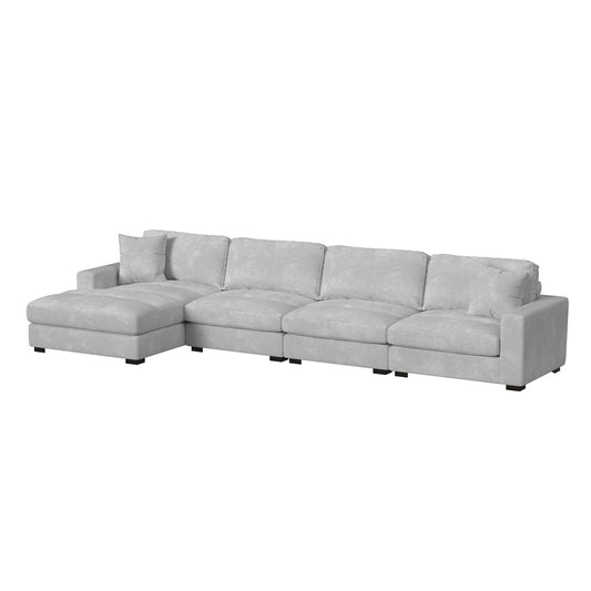 Picket House Furnishings - Mesa Modular 4PC Sectional Set with LHF Chaise in Steno Stone - U-8540-9443-LCSE-4PC veiw 1
