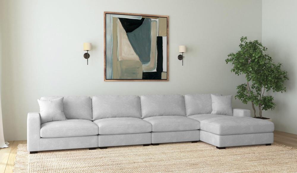 Picket House Furnishings - Mesa Modular 4PC Sectional Set with RHF Chaise in Steno Stone - U-8540-9443-RCSE-4PC veiw 5