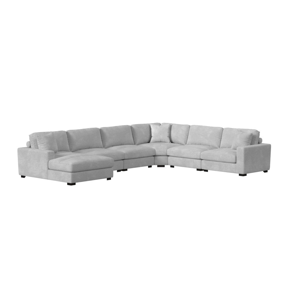Picket House Furnishings - Mesa Modular 6PC Sectional Set with LHF Chaise in Steno Stone - U-8540-9443-LCSE-6PC veiw 1