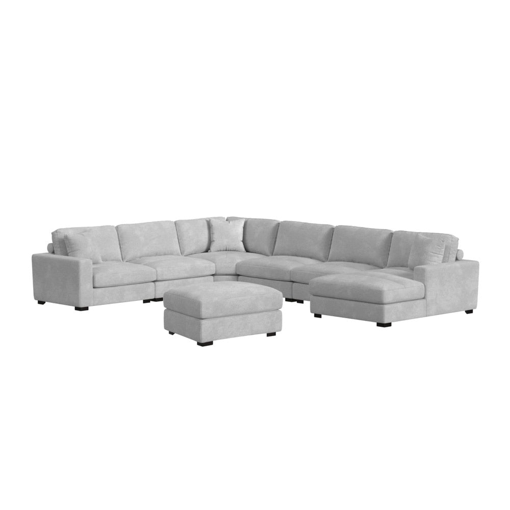 Picket House Furnishings - Mesa Modular 7PC Sectional Set with RHF Chaise in Steno Stone - U-8540-9443-RCSE-7PC veiw 1