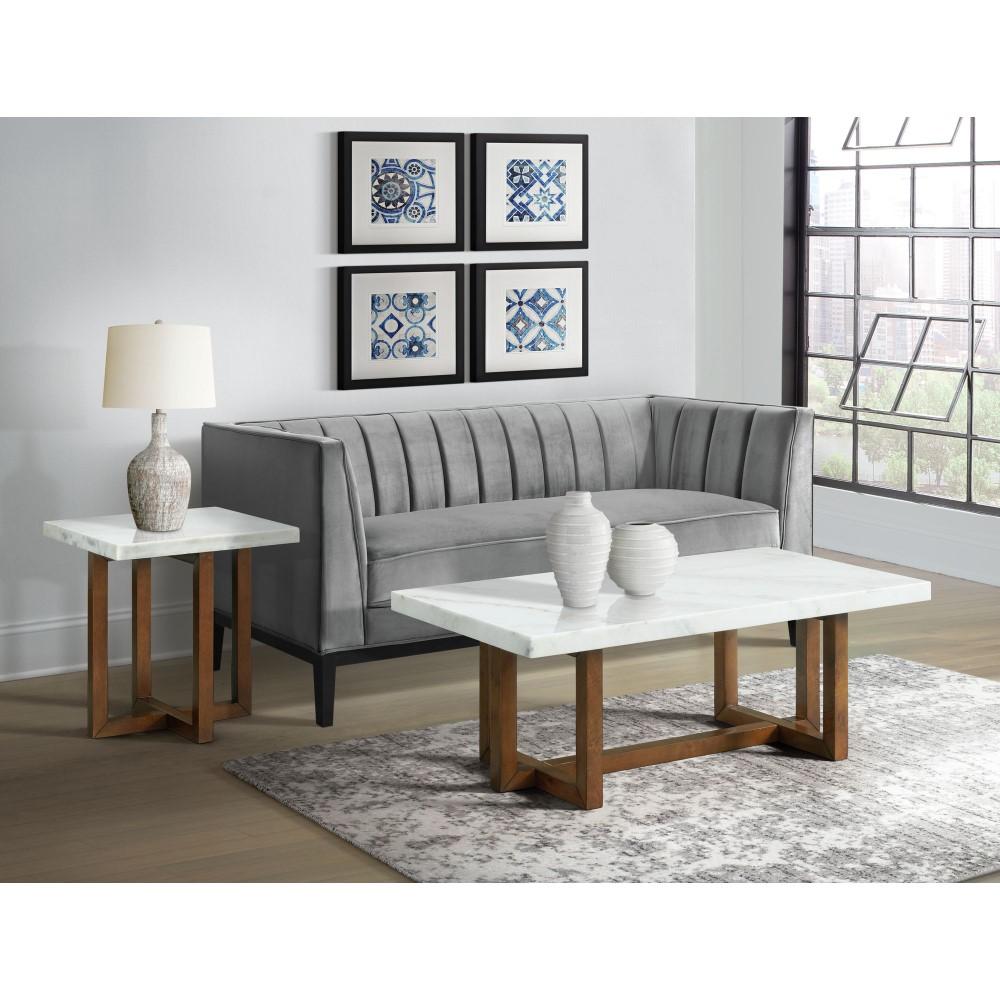 Picket House Furnishings - Meyers 2PC Occasional Marble Table Set in White - CTMS1002PC veiw 1