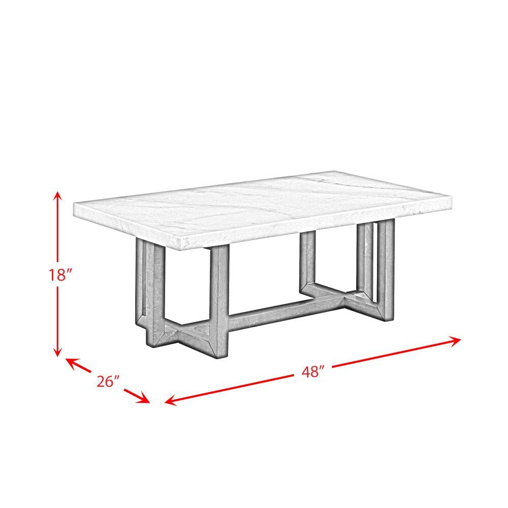 Picket House Furnishings - Meyers Marble Rectangular Coffee Table in White - CTMS100CTE veiw 10