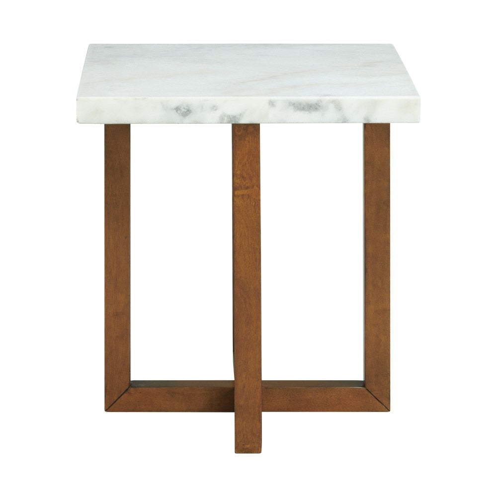 Picket House Furnishings - Meyers Marble Square End Table in White - CTMS100ETE veiw 2