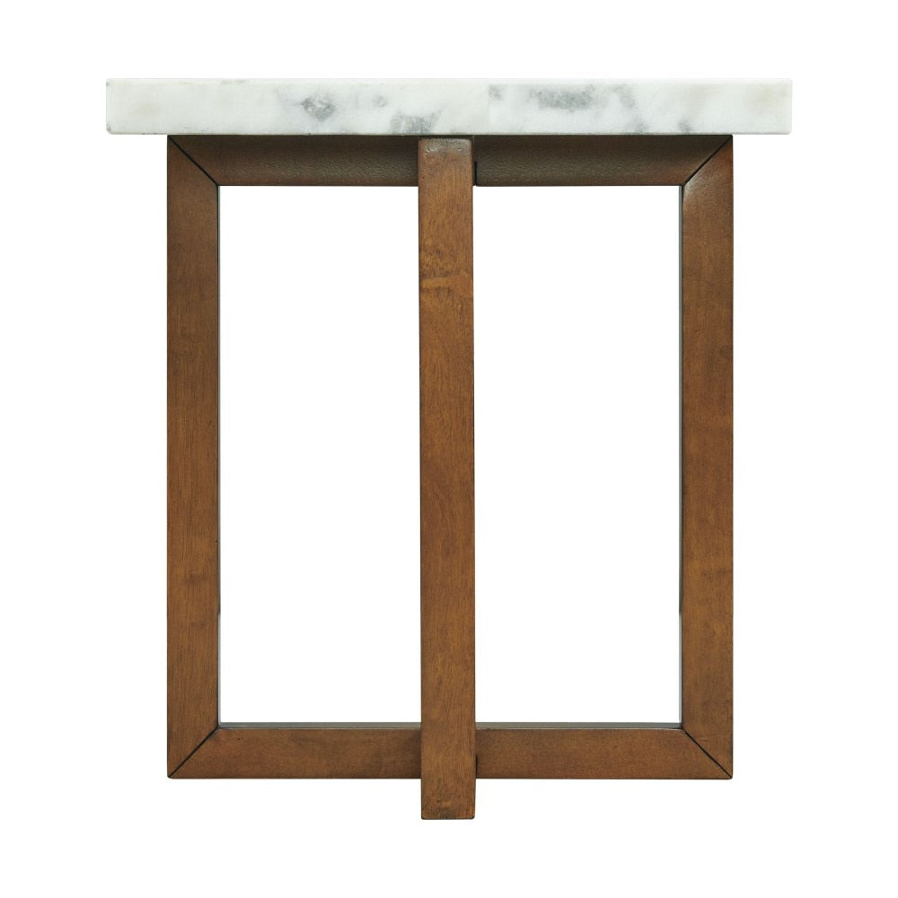 Picket House Furnishings - Meyers Marble Square End Table in White - CTMS100ETE veiw 3