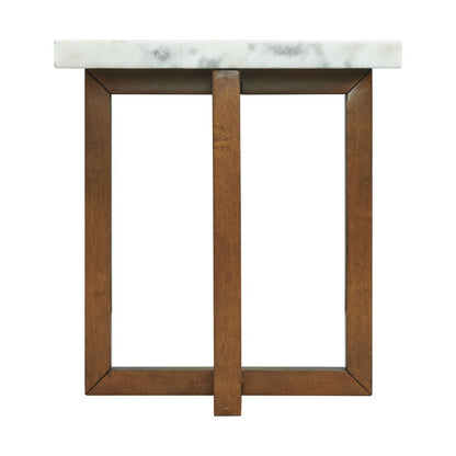 Picket House Furnishings - Meyers Marble Square End Table in White - CTMS100ETE veiw 3