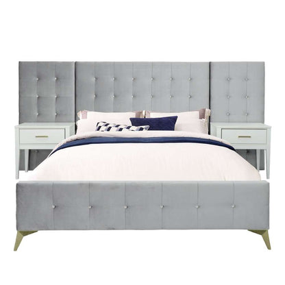 Picket House Furnishings - Mila King Bed in WL001 Silver Grey w/ 2 End Tables - UB-4210-8020-KB veiw 2