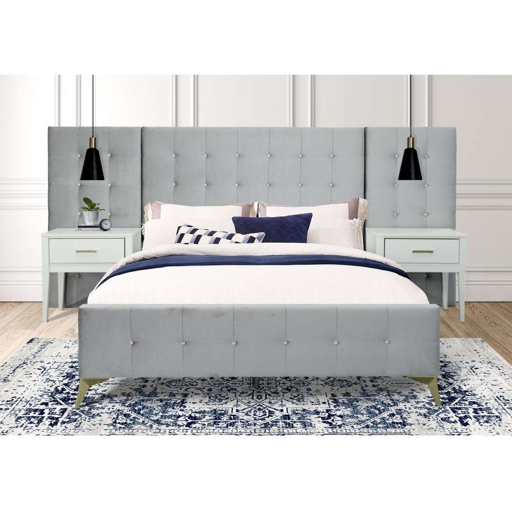 Picket House Furnishings - Mila King Bed in WL001 Silver Grey w/ 2 End Tables - UB-4210-8020-KB veiw 5