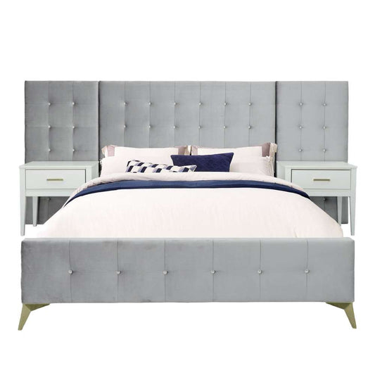 Picket House Furnishings - Mila Queen Bed in WL001 Silver Grey w/ 2 End Tables - UB-4210-8020-QB veiw 2