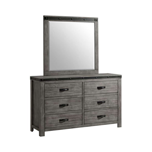 Picket House Furnishings - Montauk Youth 6-Drawer Dresser & Mirror Set in Grey - WE650DRMR veiw 1
