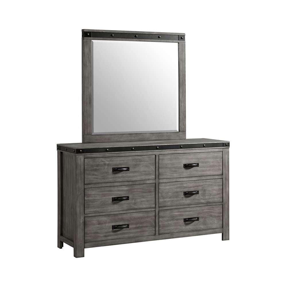 Picket House Furnishings - Montauk Youth 6-Drawer Dresser & Mirror Set in Grey - WE650DRMR veiw 3