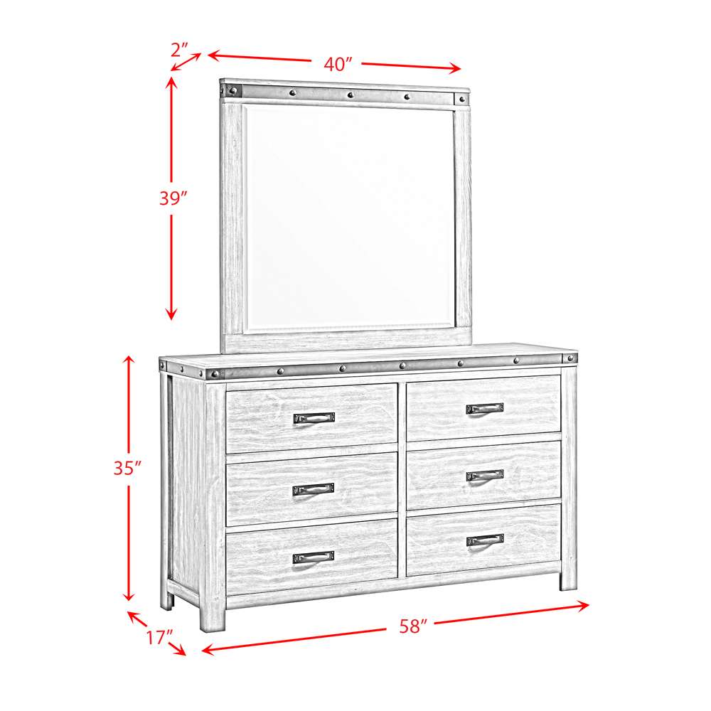 Picket House Furnishings - Montauk Youth 6-Drawer Dresser & Mirror Set in Grey - WE650DRMR veiw 7