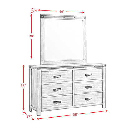 Picket House Furnishings - Montauk Youth 6-Drawer Dresser & Mirror Set in Grey - WE650DRMR veiw 7