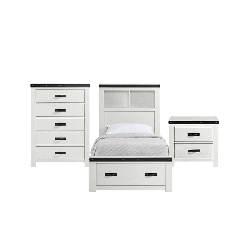 Picket House Furnishings - Montauk Youth Twin Platform Storage 3PC Bedroom Set in White - WE750TB3PC veiw 1