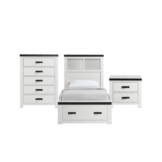 Picket House Furnishings - Montauk Youth Twin Platform Storage 3PC Bedroom Set in White - WE750TB3PC veiw 1