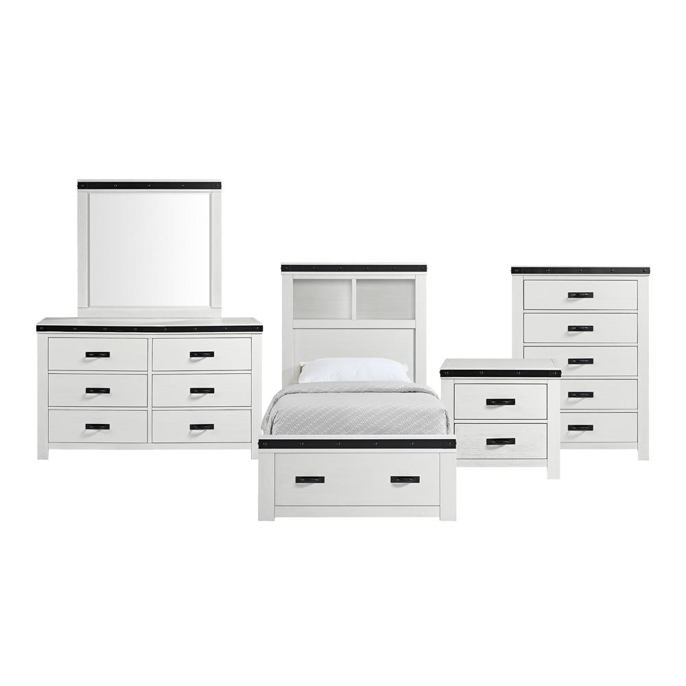 Picket House Furnishings - Montauk Youth Twin Platform Storage 5PC Bedroom Set in White - WE750TB5PC veiw 1