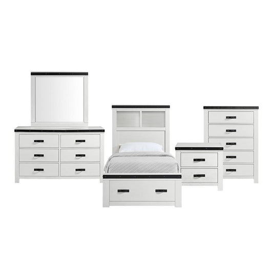 Picket House Furnishings - Montauk Youth Twin Platform Storage 5PC Bedroom Set in White - WE750TB5PC veiw 1