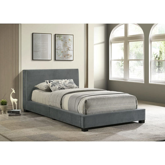Picket House Furnishings - Natalie Twin UPH Bed in Grey Velvet - UB-14870-3-TB view 1