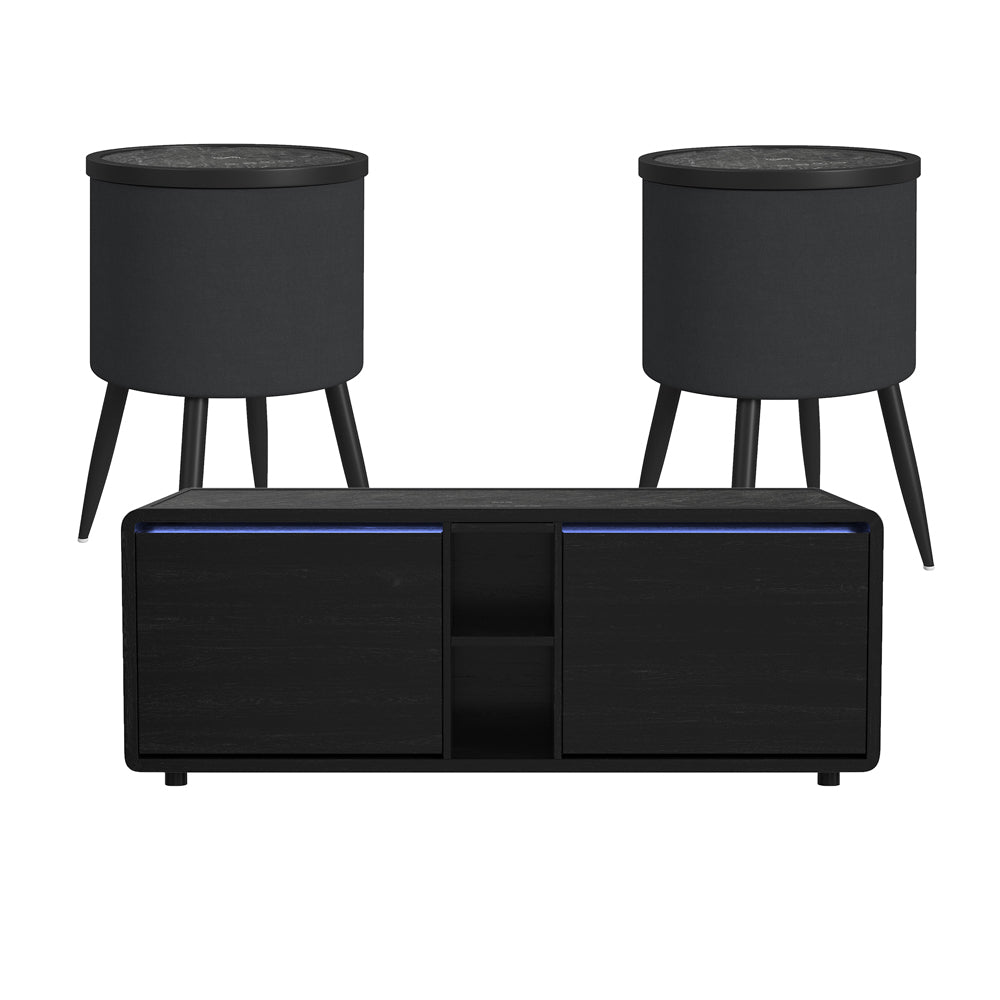 Picket House Furnishings - Nebula  3PC Smart Occasional Table Set in Black-Smart Coffee Table & Two Round Smart End Table - T-18400-8-CTRE-3PC view 1