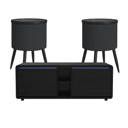 Picket House Furnishings - Nebula  3PC Smart Occasional Table Set in Black-Smart Coffee Table & Two Round Smart End Table - T-18400-8-CTRE-3PC view 1