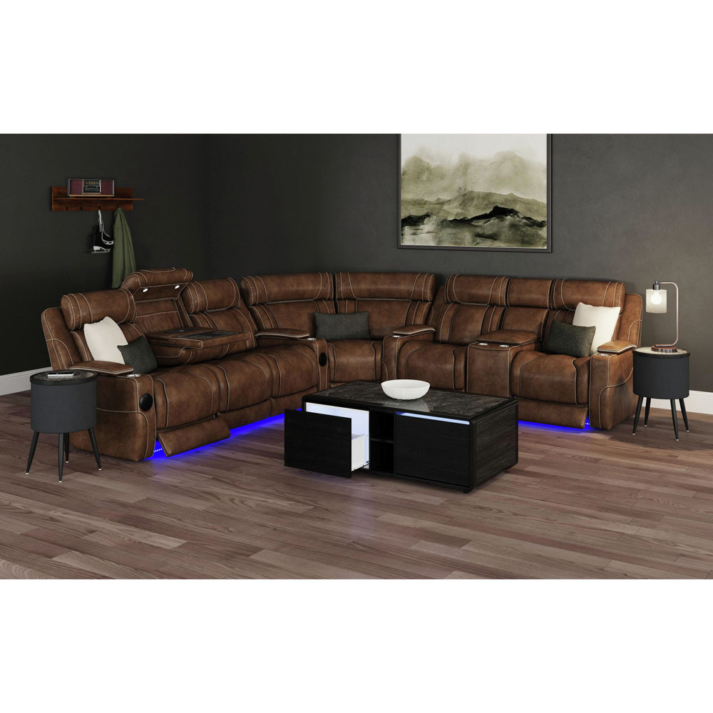 Picket House Furnishings - Nebula  3PC Smart Occasional Table Set in Black-Smart Coffee Table & Two Round Smart End Table - T-18400-8-CTRE-3PC view 2