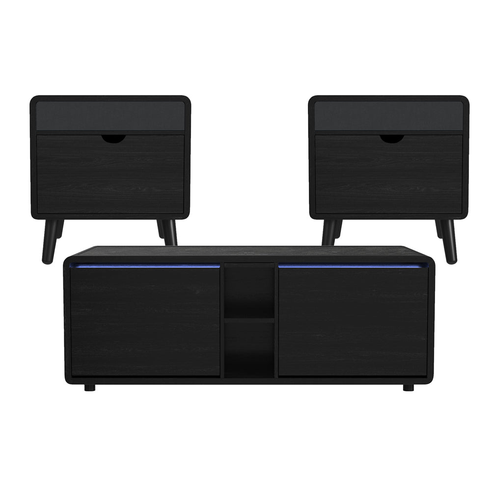 Picket House Furnishings - Nebula  3PC Smart Occasional Table Set in Black-Smart Coffee Table & Two Square Smart End Table - T-18400-8-CTSE-3PC view 1