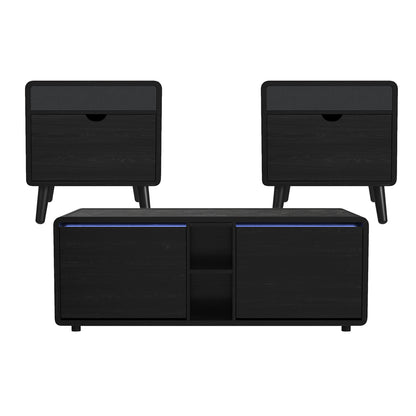 Picket House Furnishings - Nebula  3PC Smart Occasional Table Set in Black-Smart Coffee Table & Two Square Smart End Table - T-18400-8-CTSE-3PC view 1