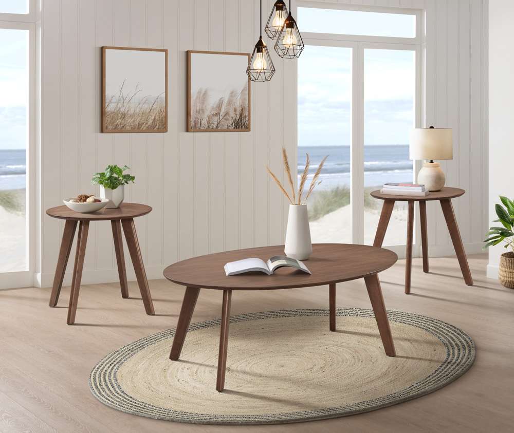 Picket House Furnishings - Nicco Three Pack Occasional Set with Coffee Table and 2 End Tables in Walnut - T-9160-5-OT veiw 2