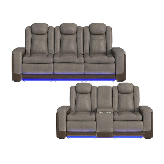 Picket House Furnishings -  Niven 2PC Living Room Set in Rocky Grey/Brown-Sofa & Loveseat - U-13660-10560-SL-2PC veiw 1