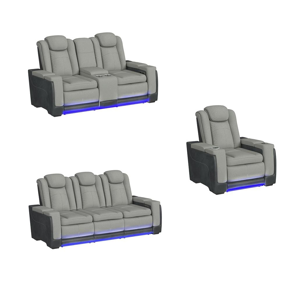 Picket House Furnishings - Niven 3PC Living Room Set in Rocky Cement/Charcoal-Sofa, Loveseat & Recliner - U-13660-10562-3PC veiw 1