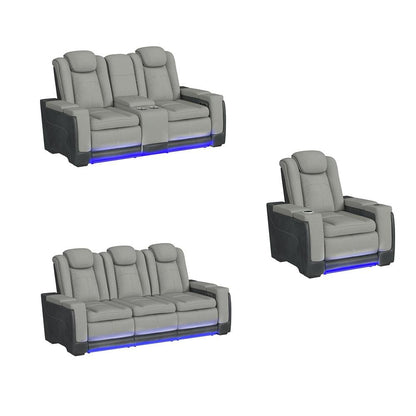 Picket House Furnishings - Niven 3PC Living Room Set in Rocky Cement/Charcoal-Sofa, Loveseat & Recliner - U-13660-10562-3PC veiw 1