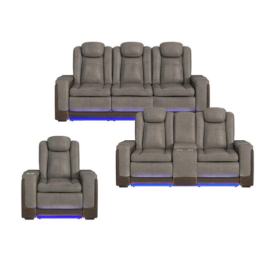 Picket House Furnishings -  Niven 3PC Living Room Set in Rocky Grey/Brown-Sofa, Loveseat & Recliner - U-13660-10560-3PC veiw 1