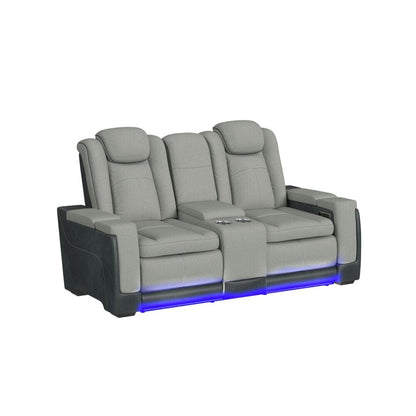 Picket House Furnishings - Niven Power Motion Loveseat with Power Headrest, Led, and Console in Rocky Cement/Charcoal - U-13660-10562-285PP veiw 1