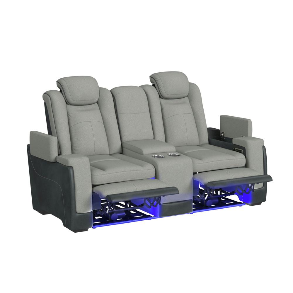 Picket House Furnishings - Niven Power Motion Loveseat with Power Headrest, Led, and Console in Rocky Cement/Charcoal - U-13660-10562-285PP veiw 2