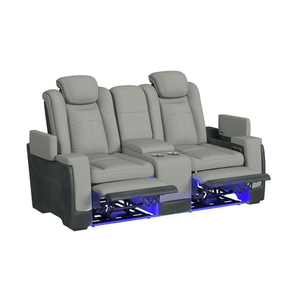 Picket House Furnishings - Niven Power Motion Loveseat with Power Headrest, Led, and Console in Rocky Cement/Charcoal - U-13660-10562-285PP veiw 2